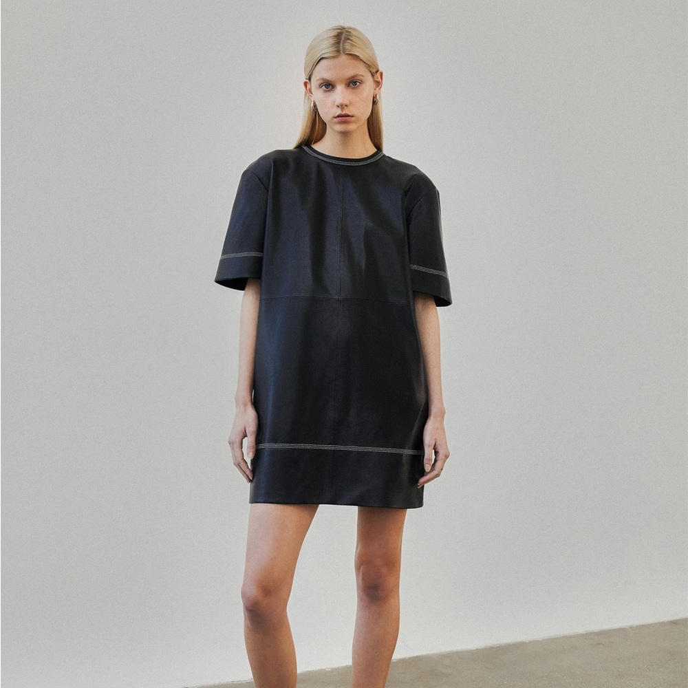 Yigal Azrouel Black Leather Mini Dress